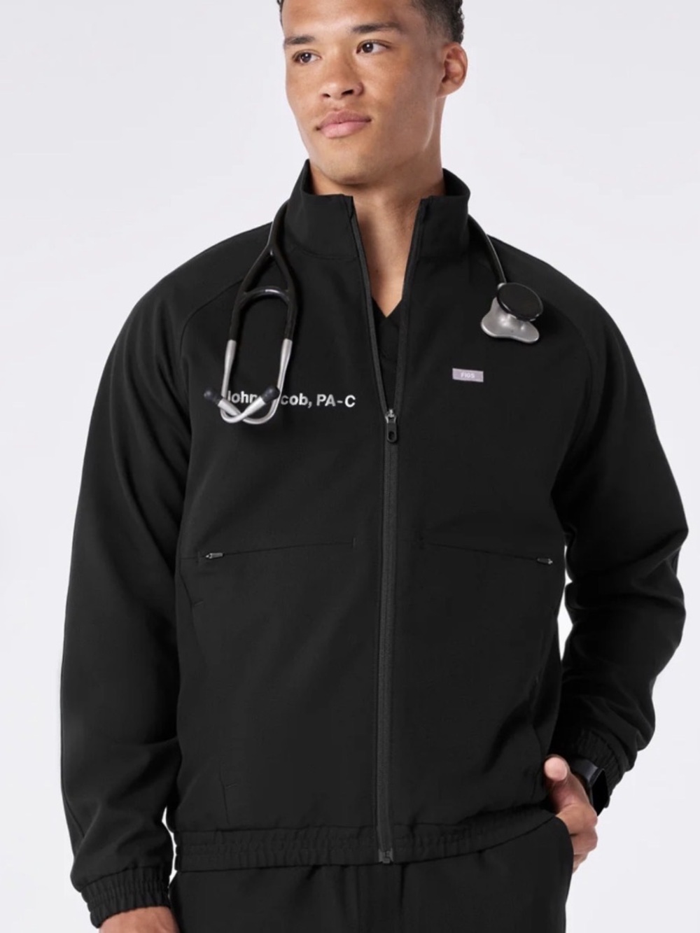 FIGS Technical Collection Full Zip Scrub Jacket Black